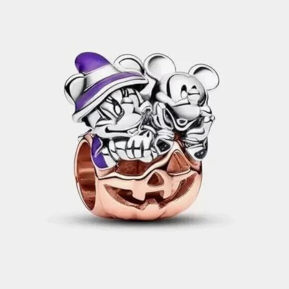 Mouse Halloween Pumpkin Sterling Silver compatible with Pandora - Picture 1 of 4